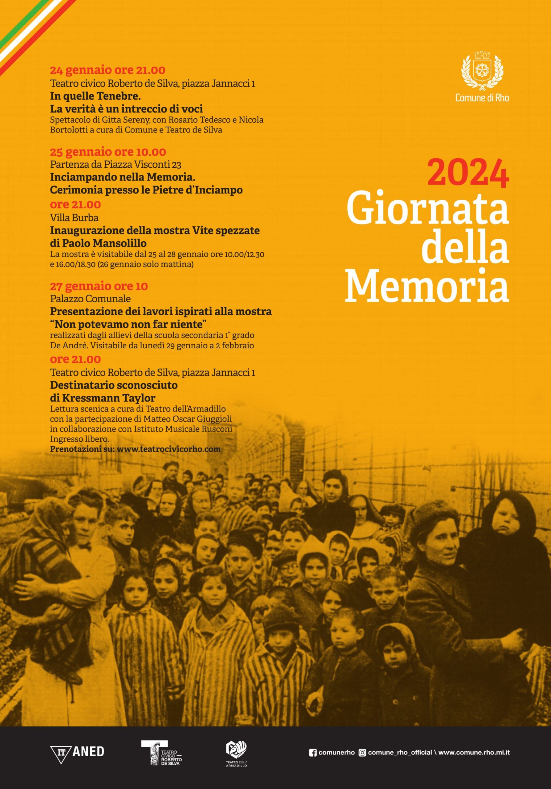 Rho Giornata della Memoria 2024 spettacoli, mostre, posa di fiori