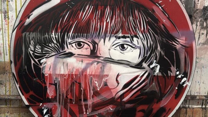 Alice Pasquini 'Look' acrilico su metallo 60 cm (002)