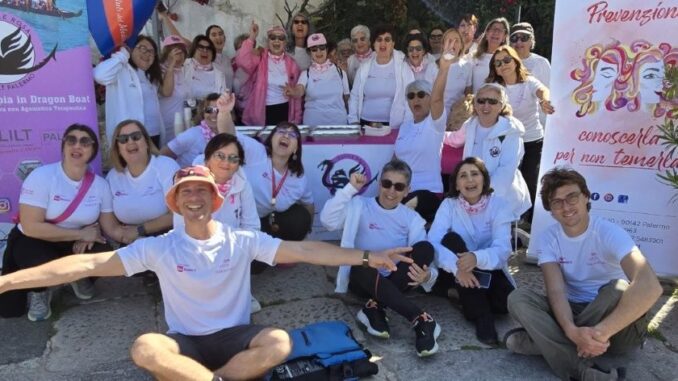 Le Aquile Rosa di Lilt Palermo alla Fiume in Rosa 12 aprile 2024 presso Yacht club del Mediterraneo