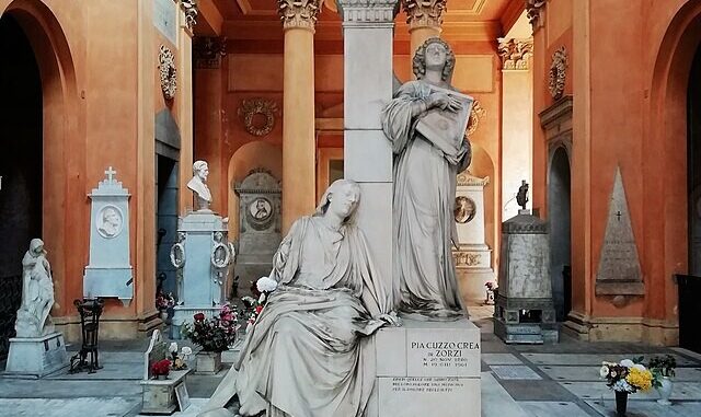 Enrico Barbieri, monumento Borghi-Mamo, 1894, Galleria degli Angeli, Certosa di Bologna